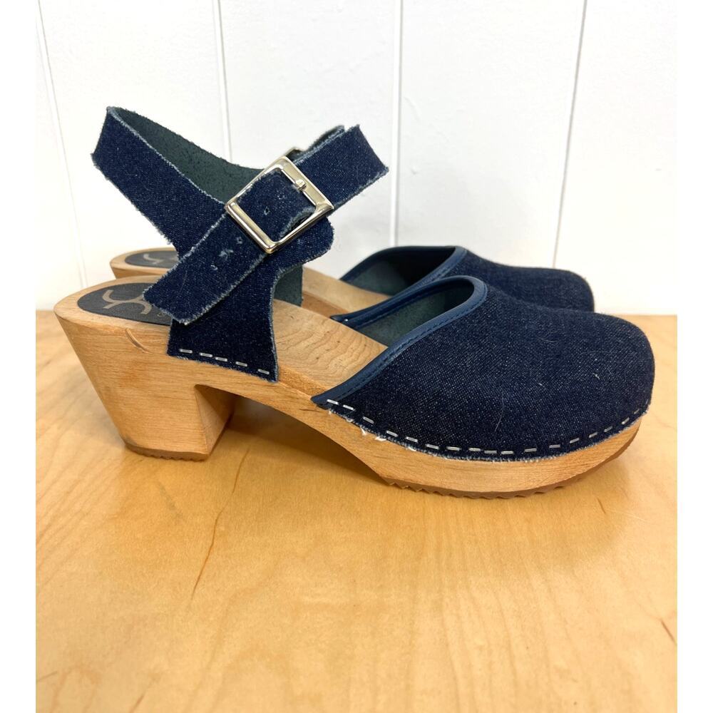 Cape Clogs Pika Pika Wooden Heel Clogs Made in Sweden Size 41/US 10 in Denim